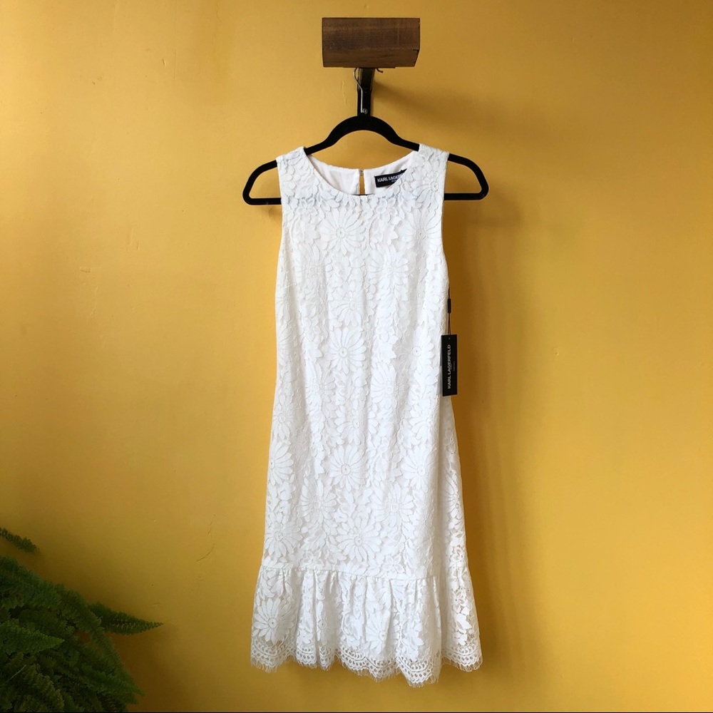 NWT Karl Lagerfeld White Lace Sleeveless Sheath Dress